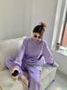 Purple Women’s Casual Running Sportswear Set - 2025 Spring/Autumn Fashion: Loose Sweatshirt & Long Pants Two-Piece.