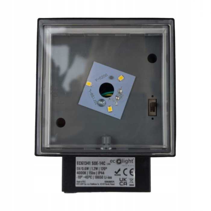 Solarna Lampa Elewacyjna Kinkiet Ogrodowy Led Soe-14C Ip44 Czarna
