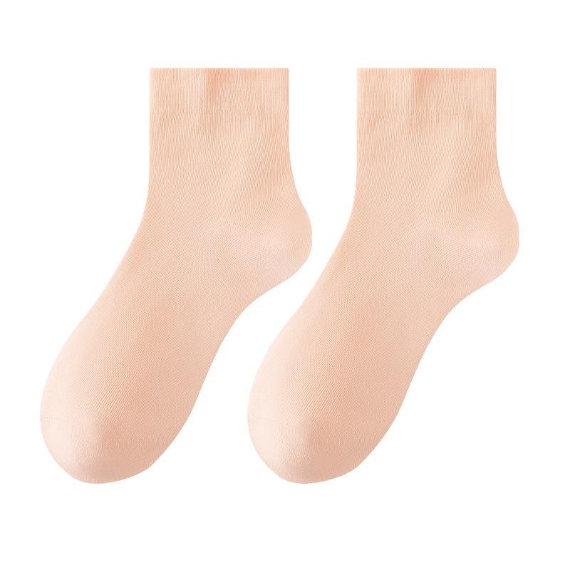 Women's Spring and Summer Thin, Solid-color, Pure Cotton, Versatile Mid-calf Socks, Boneless, Comfortable Postpartum Socks, Trendy Short Socks