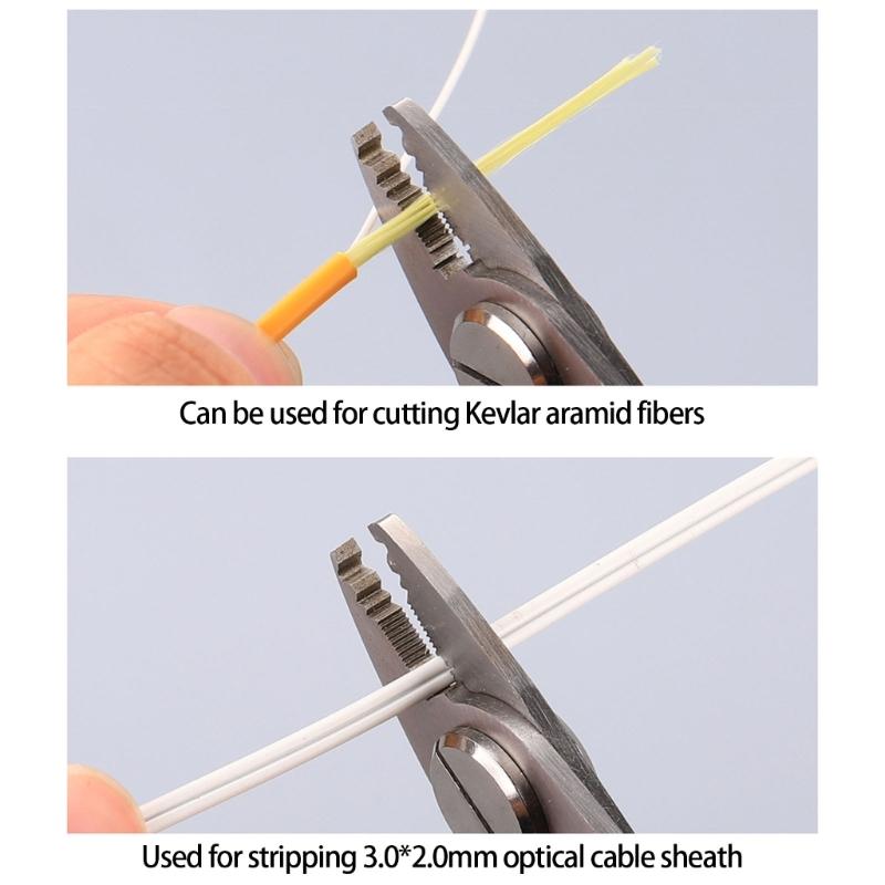 Professional 4 Port Fiber Cable Stripping Tool Adjustable Jaw Spring Mechanism Kevlars Shear Function