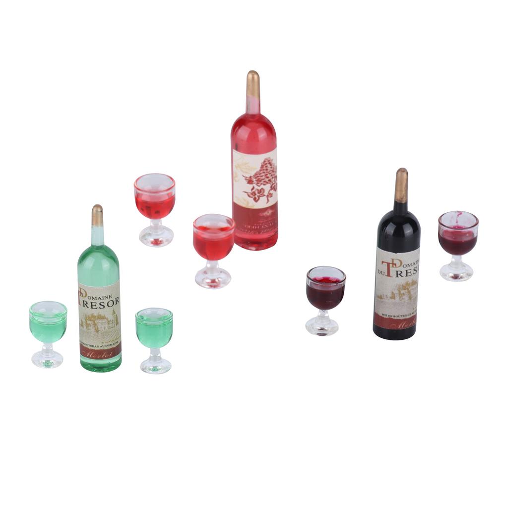 Miniature Dollhouse Wine Bottle Set Dollhouse Decoration Pretend Play Funny Mini Toy Set for Party