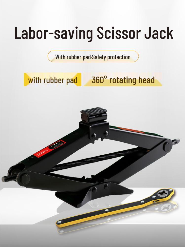 Sedan Lastik Değişimi İçin Kauçuk Pedli Tunaide El Kranklı Makaslı Araba Kriko