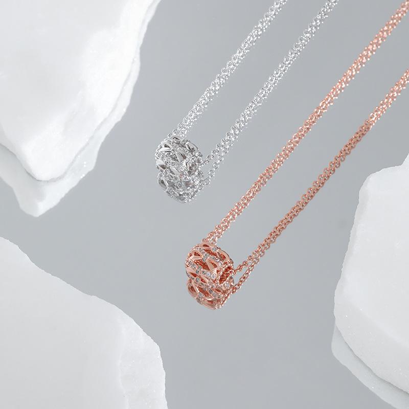 Design Beaded Necklace, Rose Gold Gypsy Small Waist Passepartout Rotary Beaded Transfer Bead Necklace