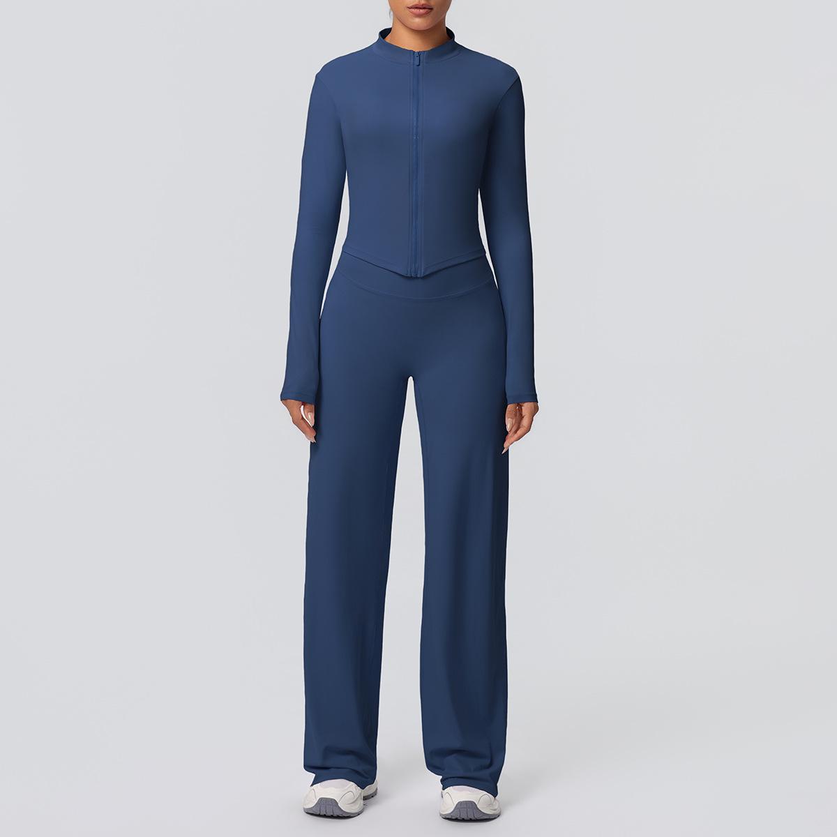 

Slim Fit Zipper Jacket & High Waist Butt-Lifting Yoga Pants Set Medium