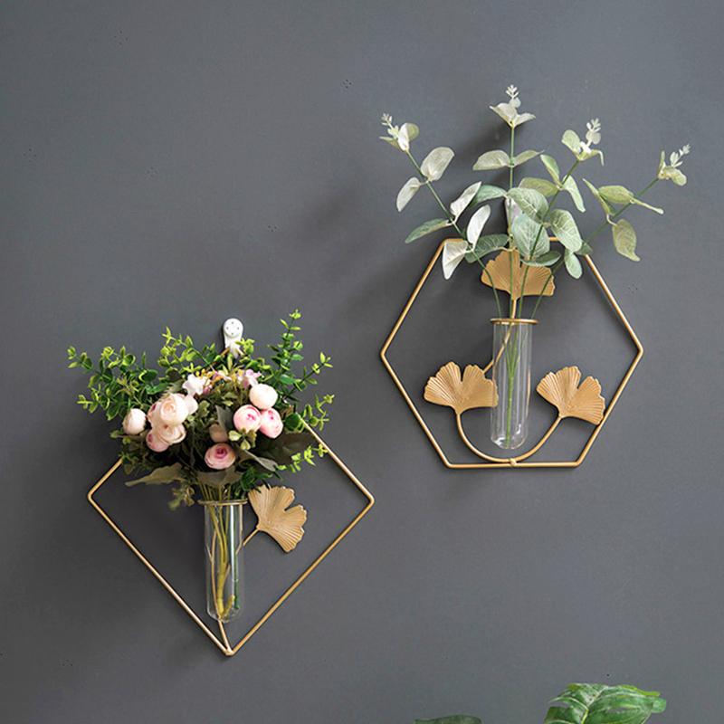Art Ins Wall Dry Flowers Ornaments Wall Hanging Vases Iron Artistic Background Crafts