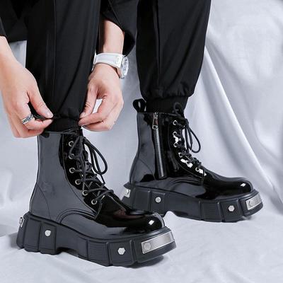 2024 Vår Herrläder Patentläder Martin Boots - Trendiga, Allsidiga Brittisk Stil Arbetskor, Trendig Design 33988-R.