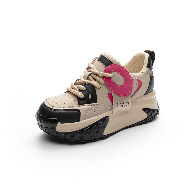 Dad shoes black and white inner height increase 2025 autumn new platform women's casual fashion versatile little white sports shoes trendy shoes