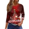 Women's Snowman Printed Christmas Theme Round Neck Long Sleeve T-shirt Casual Polyester Christmas Party Pullover