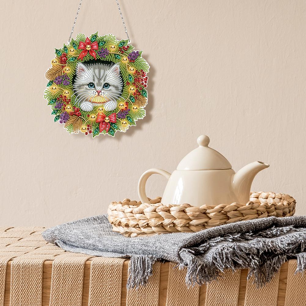 2D/Flat Xmas DIY Rhinestone Diamond Art Window Pendants Diamond Painting Set Diamond Art Acrylic Pendant Wall Door Decoration