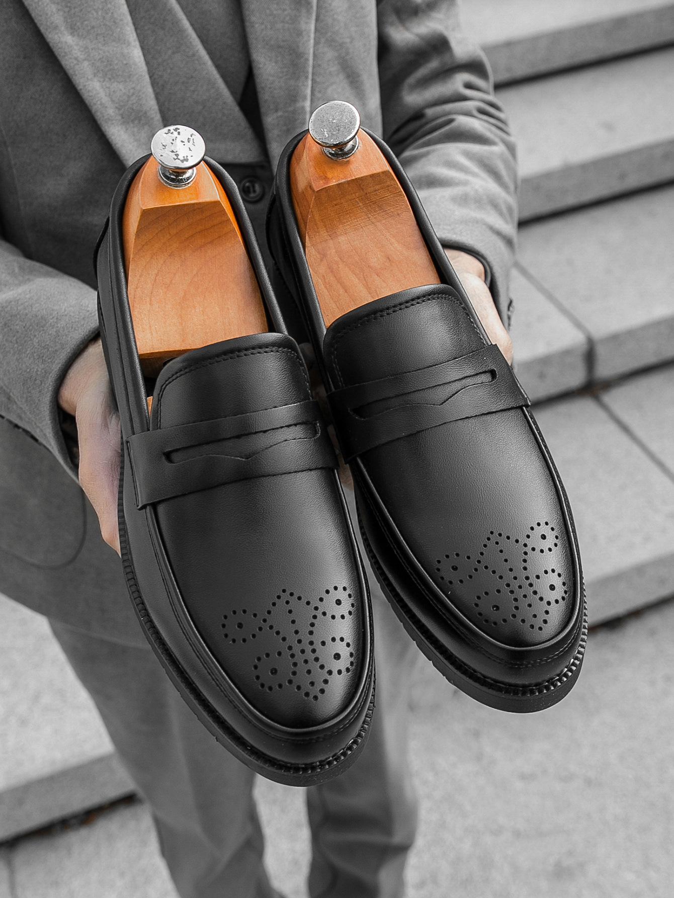 

Large size men s shoes loafers new lazy one-pedal leather shoes men s business pointed toe casual leather shoes 38