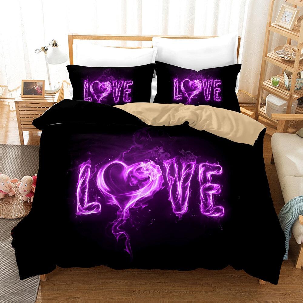 Love Heart Duvet Cover Set King Size Valentines Bedding Set Pink Love Heart Pattern Soft Microfiber Fabric For Girls Women Quilt