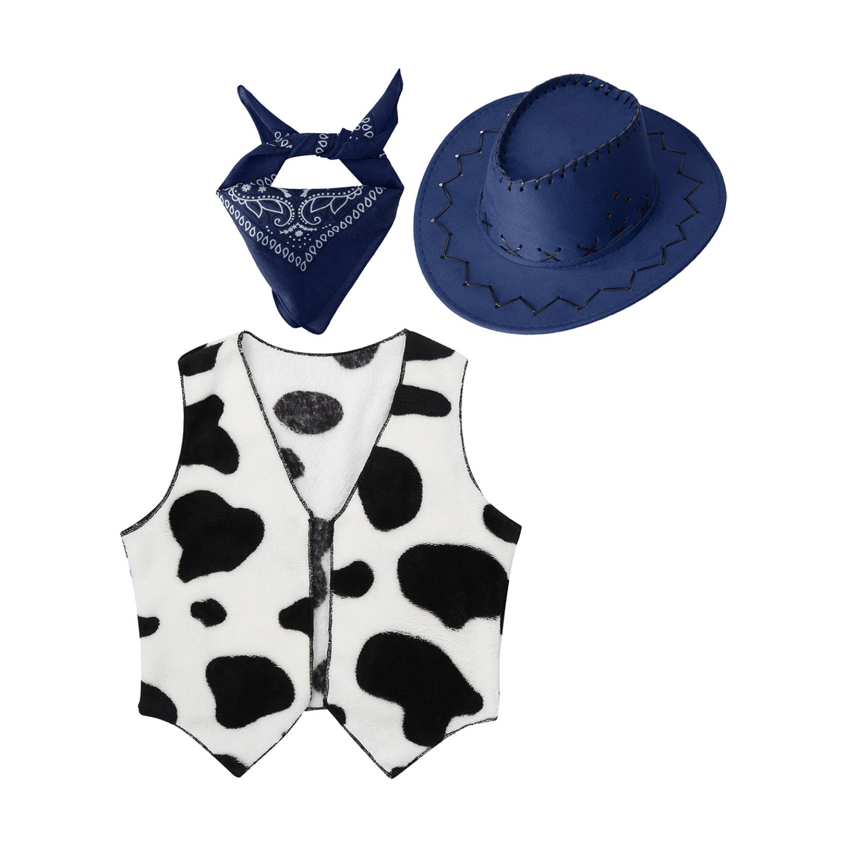 Gilet Cowboy Sans Manches Homme | Imprimé Vache | Flanelle 100% | Costume Déguisement Halloween Automne