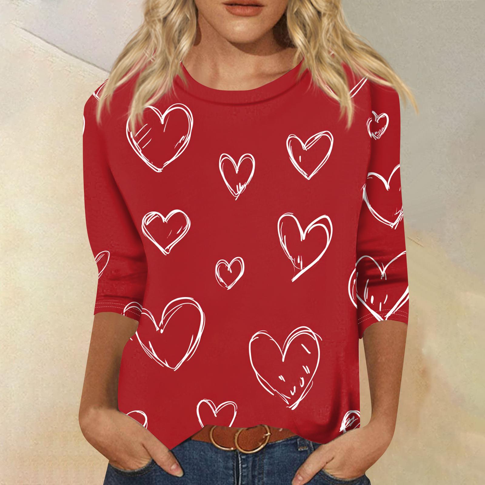 

Women s Fashion Casual Round Neck Three-quarter Sleeve Carnival Print T-shirt Top XL Кіновар