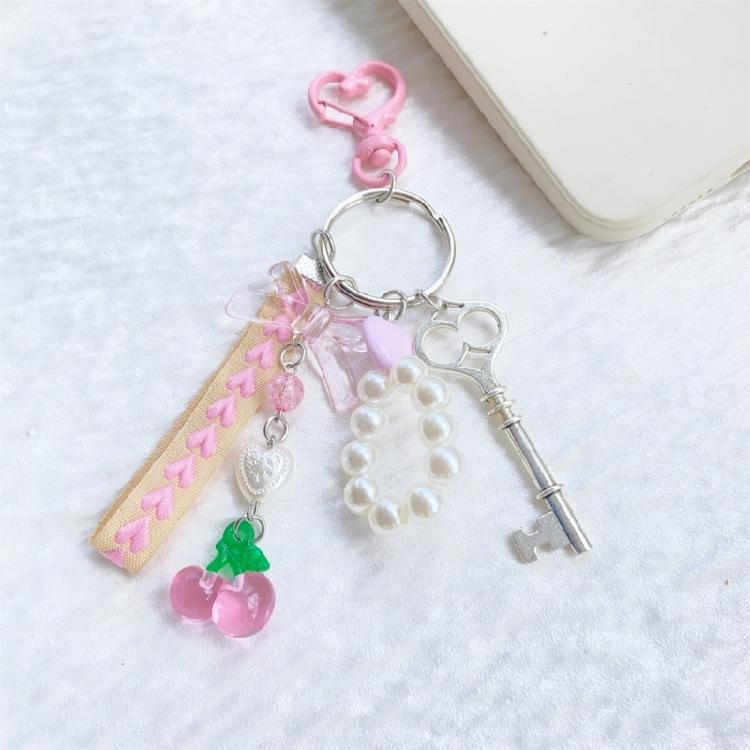 Sophisticated Hand Woven Key Holder with Pearls Beads Stylish Beaded Keychain Bag Pendant for Fashion Enthusiasts