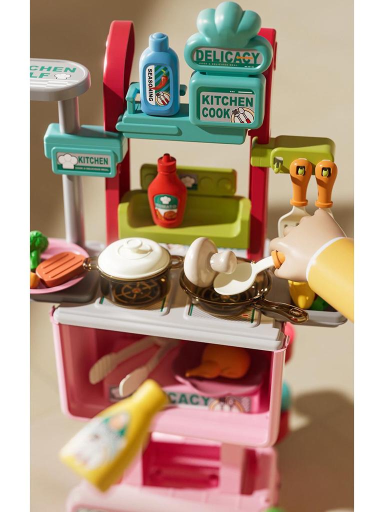 Mini Kitchen Playset: Pretend Play Shopping Cart & Cooking Toys for Kids