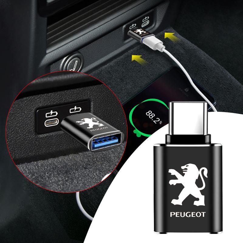 1 szt. Kabel USB typu C do samochodu Adapter do ładowania Akcesoria samochodowe Dla Peugeot 308 408 508 RCZ 208 3008 2008 206 207 108 406 407 408 206 208 306 307