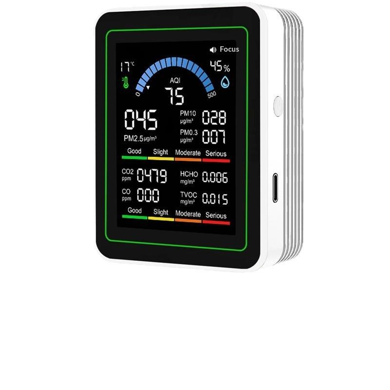 10-i-1 CO2 Luftkvalitetsdetektor PM0.3 PM1.0 PM2.5 PM10 HCHO TVOC Tester Temperatur- og Fugtighedsmåler Kuldioxidmonitor