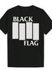Black T-shirt with "BLACK FLAG" Graphic - White Lettering and Rectangles
