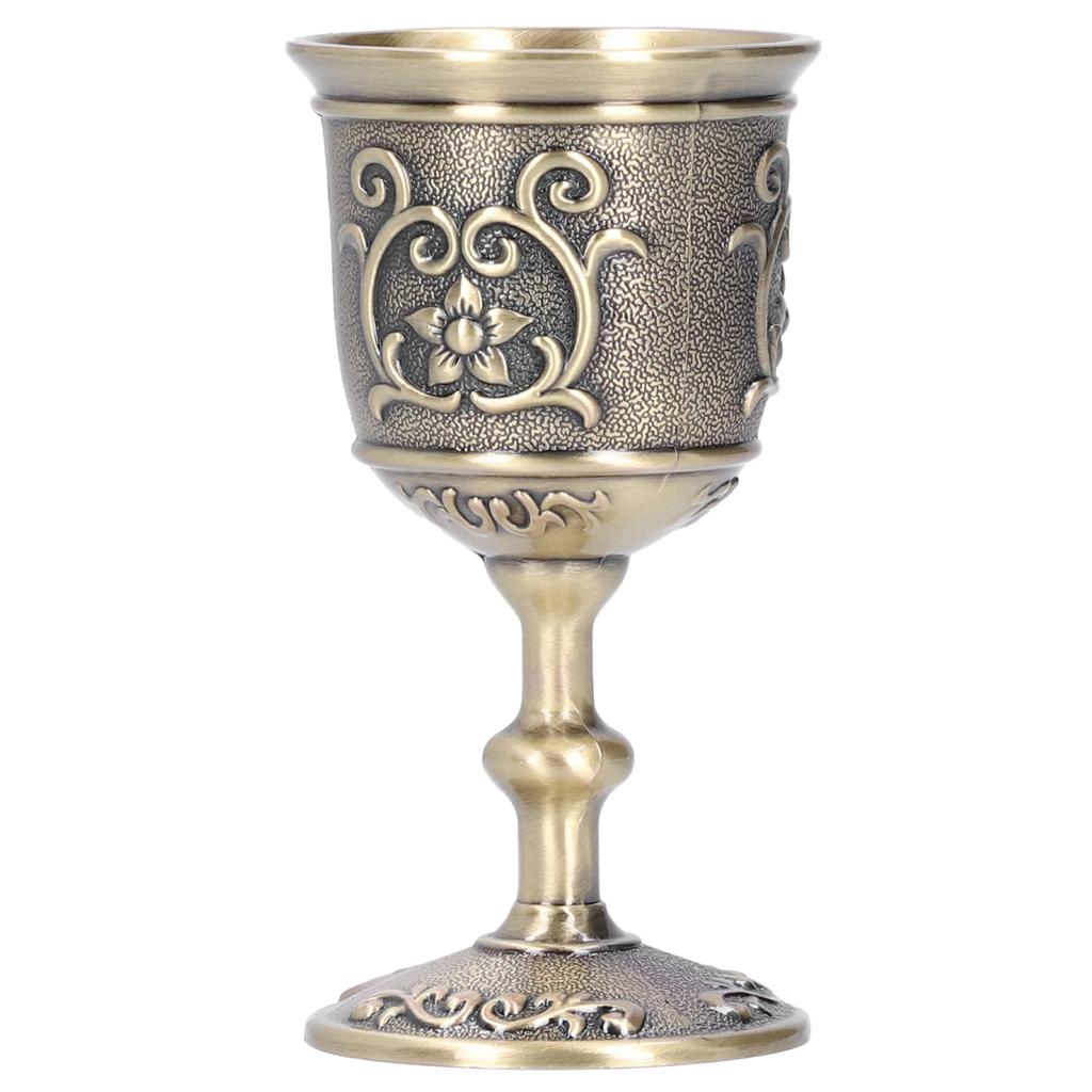 Bronze Wine Cup Vintage Goblet Embossed European Royal Chalice Whiskey Drink Party SuppliesL