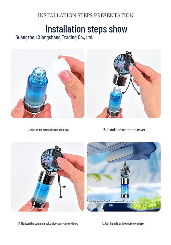 Xiaopeng Car Solar Rearview Mirror Perfume Ornament - Long-lasting Fragrance