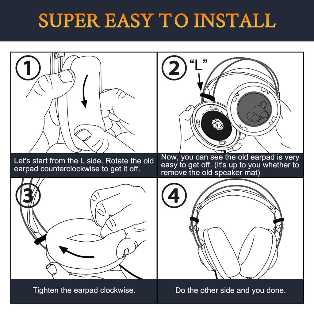 SOULWIT Replacement Ear Pads/Cushions for AKG K701, K702, Q701, Q702, K601, K612, and K712 Headphones, Soft Velour Headset Compatible, Black