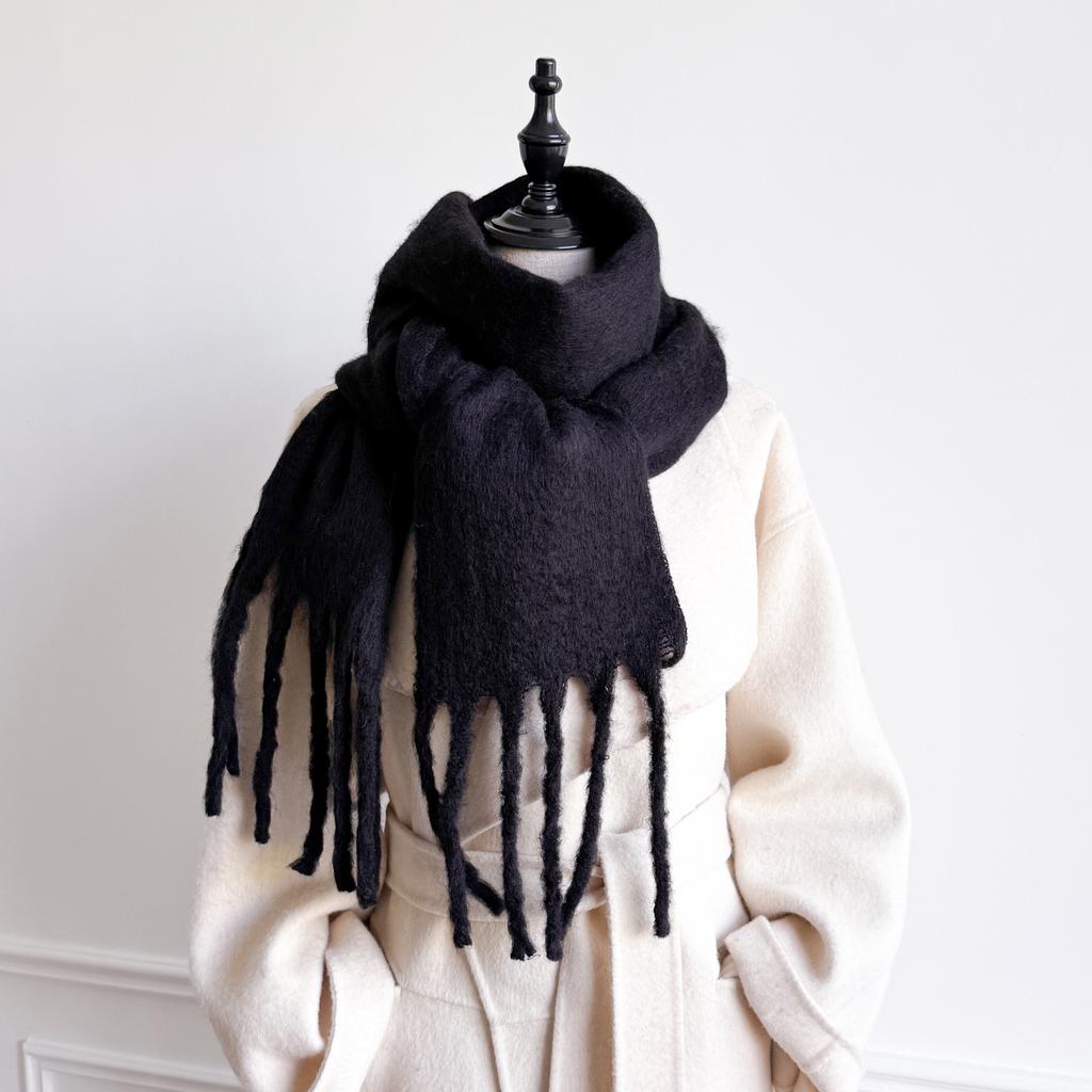 Elegant Design Scarf Imitation Cashmere Soft Warm Fringe Shawl Autumn Winter Coldproof Windproof Blanket Scarf