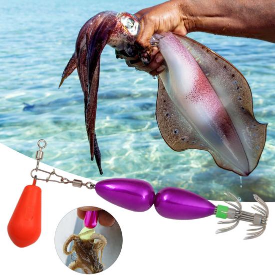 9CM/27G Squid Jig Hook with Colorful Beads Swivel Double-layer Umbrella Hook Cuttlefish Sleeve