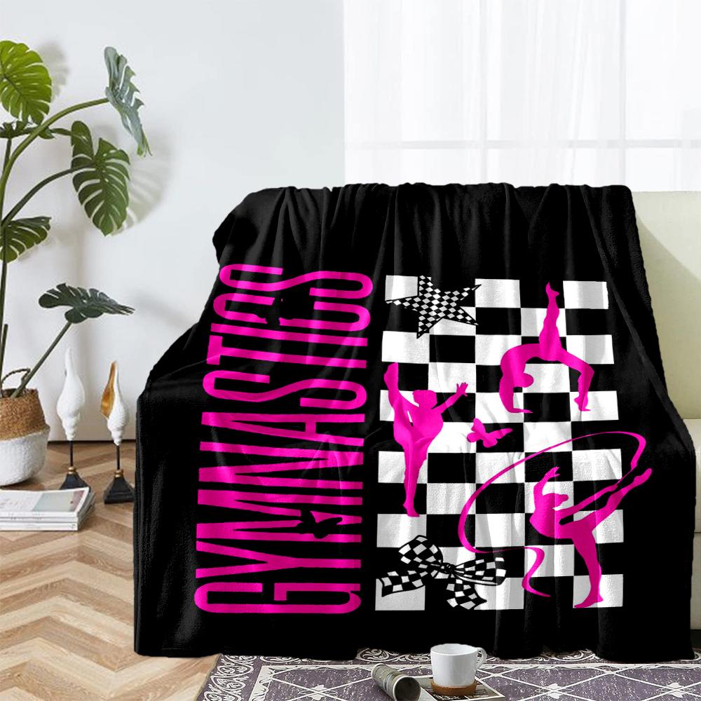 gymnastics Theme Printed Blanket - Perfect for Couch, Bed, Travel & Outdoor Use | Machine Washable, Cozy & Durable.