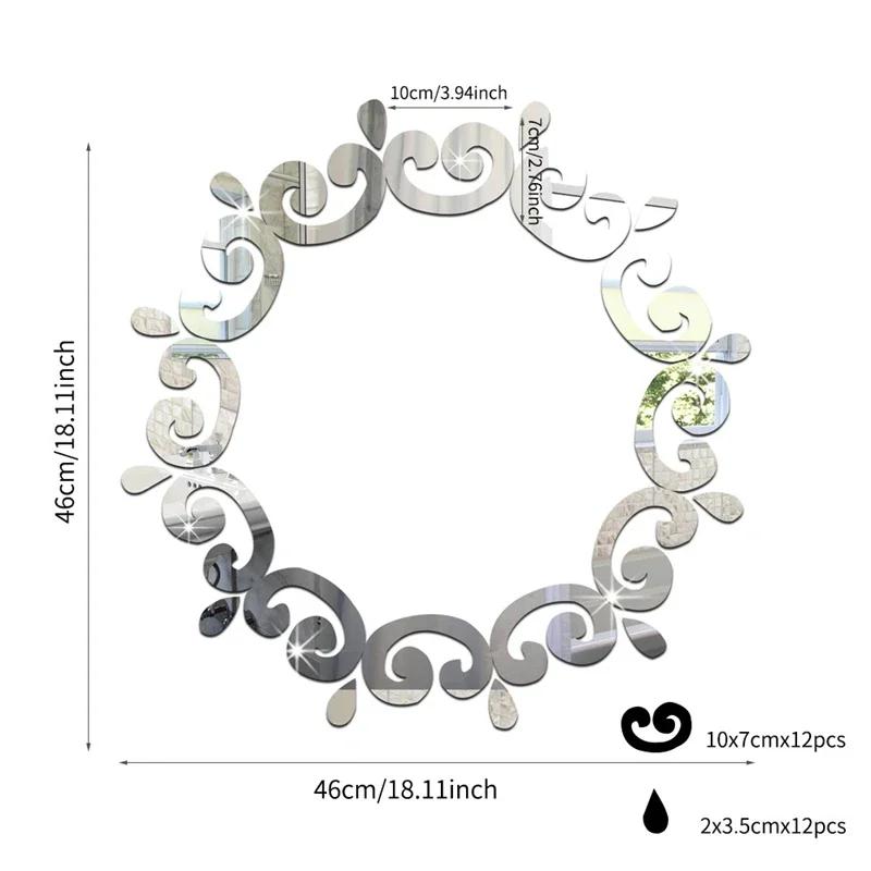 New Decorative Mirrors DIY Wall Stickers Sun Flower Aesthetic Room Decor Mirror Stickers for Living Room Decoración Hogar