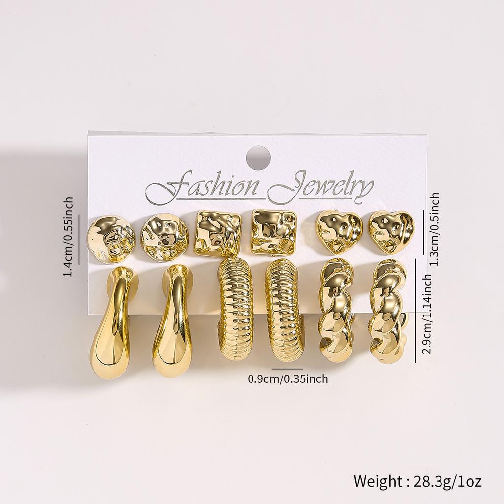 Punk CCB Heart-shaped Square Stud Earring Fashion Women's Irregular C-shaped Earrings Elegant Women's Daily Commuting Zircon