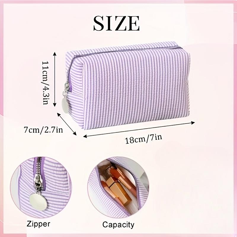 1pc Striped Travel Toiletry Bag -Zippered Makeup Pouch,Cosmetic Organizer for Travel, School, or Home Use, Dorm Room Essentials