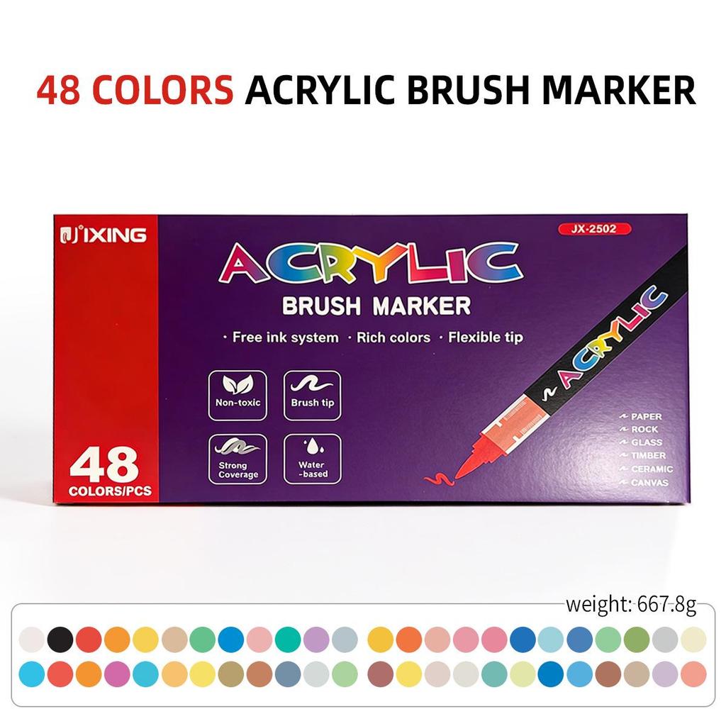 Direktflüssig-Acrylmarker-Set - Weiche Spitze, 24 oder 48 Farben, Ohne Pumpen für DIY-Graffiti und Professionelles Zeichnen