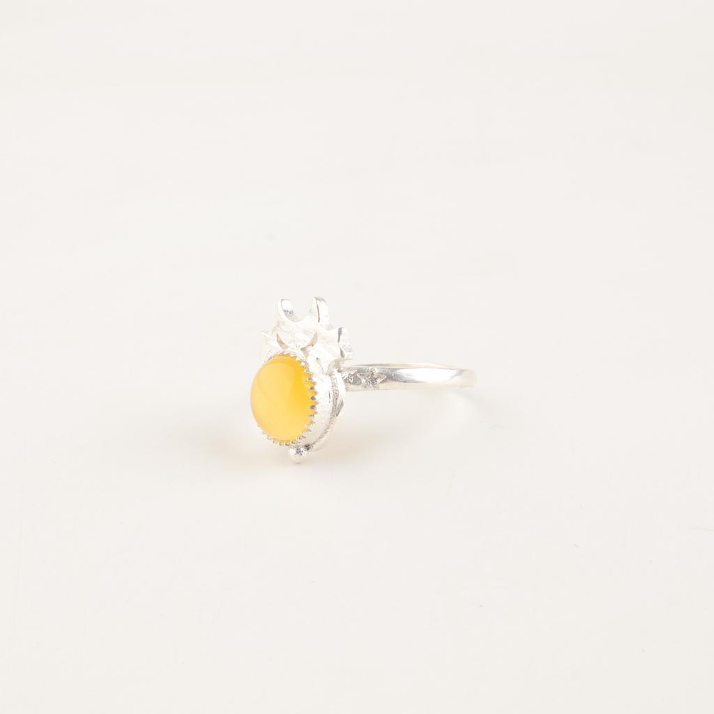 Natural Yellow Cat's Eye Gemstone 925 Sterling Silver Jewelry Handcrafted Ring RR-67-33