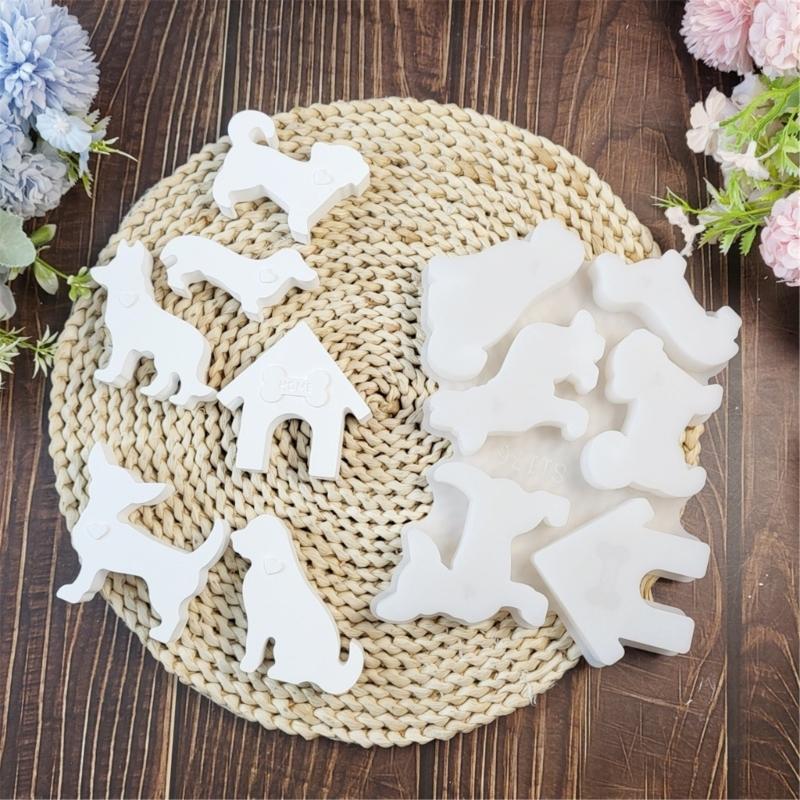 Hunde Familie Ornament Silikon Kerzenformen für handgemachte Kerzen Seifenherstellung Zement Gips Silikonformen für Kunsthandwerk