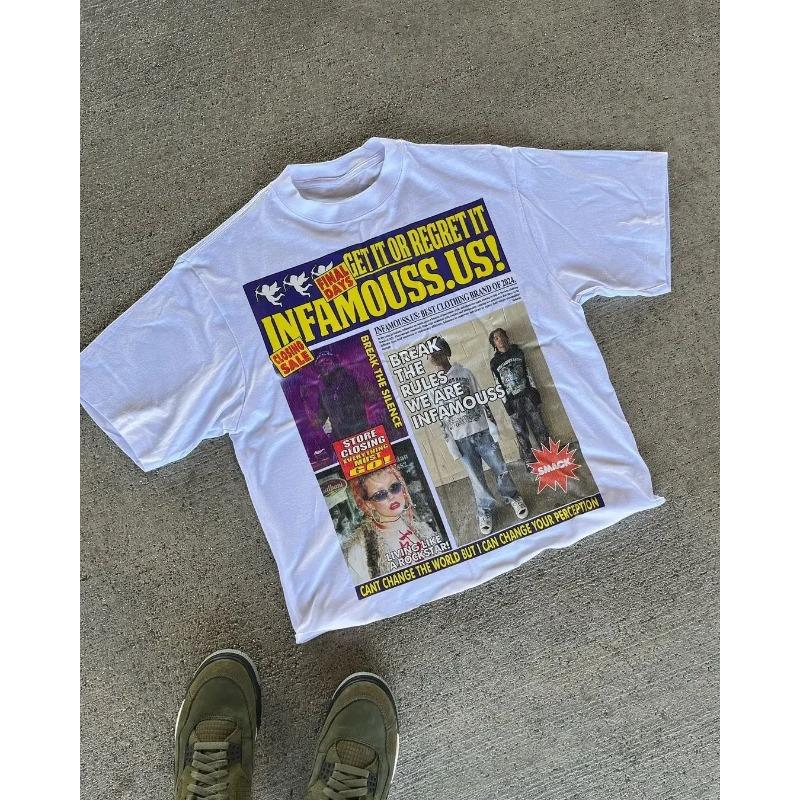 

Harajuku American Newspaper Graphic T Shirts Y2k Tops Oversized T Shirt Couple Pro Choice Gothic Streetwear Vintage 3XL