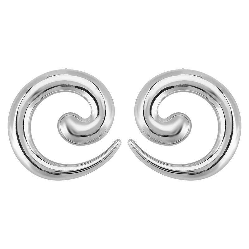 

Винтажные металлические серьги-пусеты неправильной формы в виде гладкой спирали для женщин, преувеличенные серьги геометрической формы с полым узором золотого цвета, ювелирное украшение в подарок