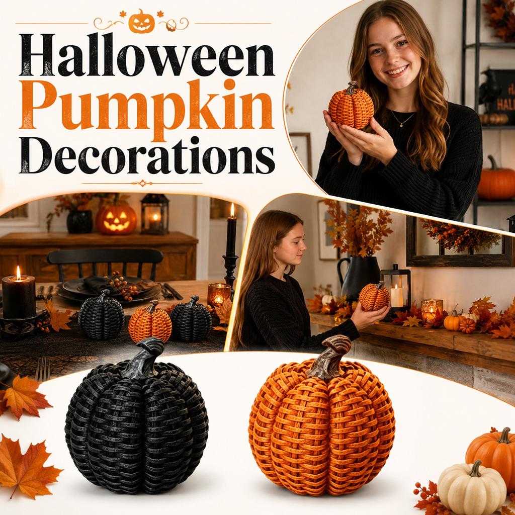 Pumpkin Resin Ornament with Look Vintage Distressed Home Decor for Halloween Thanksgiving Tabletop