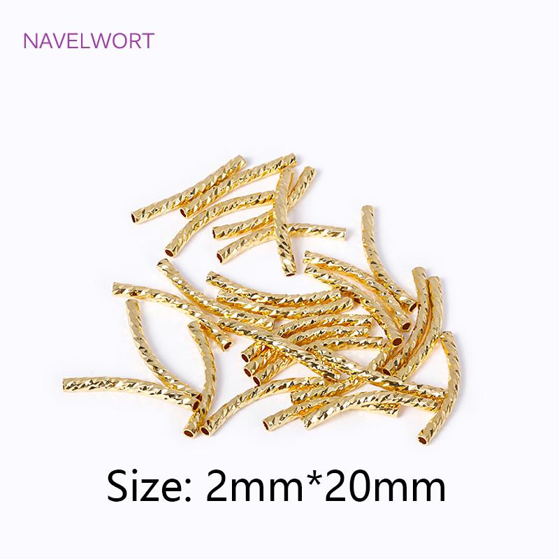 18K Gold Plated 20/25/30MM Texture Long Curved Tube Beads For DIY Bracelet Necklace Jewelry Making Accessories Wholesale