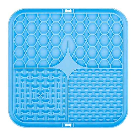 

Квадратный силиконовый коврик для вылизывания собакой с присоской, для снятия тревожности, коврик для еды питомца, противоскользящая миска для медленного кормления, коврик для вылизывания арахисового масла, развивающая игрушка S синий