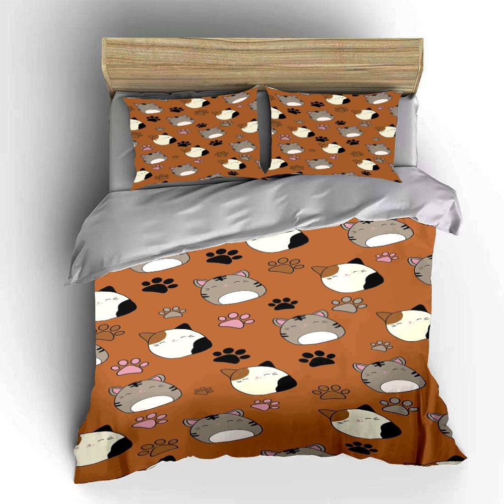Cats and Paw Prints. Bedding Sets Duvet Cover Sets Duvet Covers Pillowcases(1 * Duvet Cover 2 * Pillowcases, Without Duvet Insert)