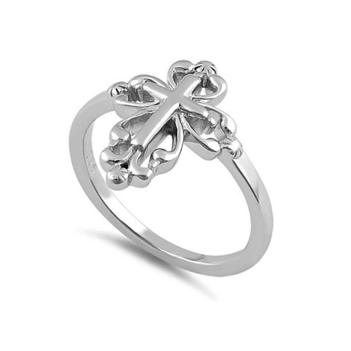 925 Sterling Silver Filigree Cross Women Ring 7.5