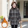 Women's Autumn and Winter Plus Size Thick Warm Jacket, Middle-aged and Elderly Long Sleeved Zipper Hooded Jacket