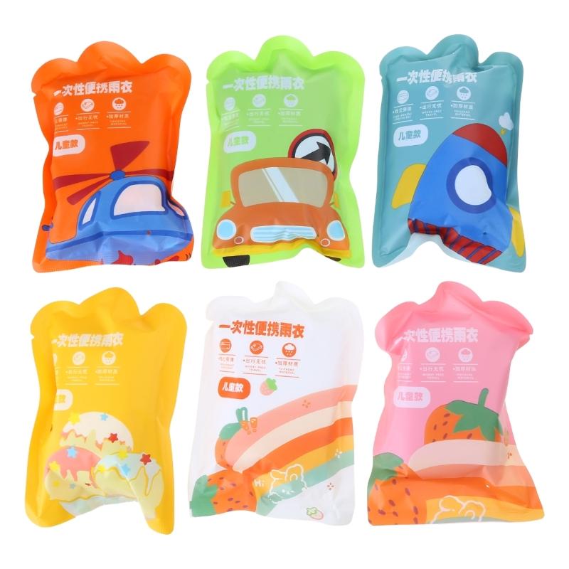 7pcs/set Portable Raincoats Children Outdoor Rainwear Waterproof Disposables Hooded Ponchos for Camping Hiking Travel 1 цветной