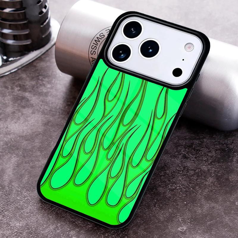 green flame Phone Case for iPhone 17 16 15 Pro Max Air 14 13 12 11 Plus Shockproof Cover