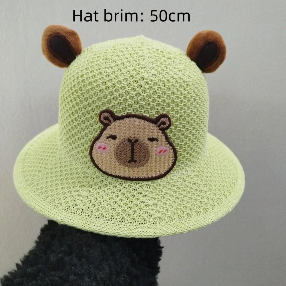 Sweet Cartoon Straw Cups Wide Brim Outdoor Travel Fisherman Cup Gifts Children's Capybara Sun Hat