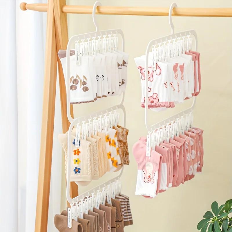 Singledouble Fine Layer Multi-functional Drying Rack Space Saving Socks Underwear Baby Drool Towel Home Use Organizing Storage Rack