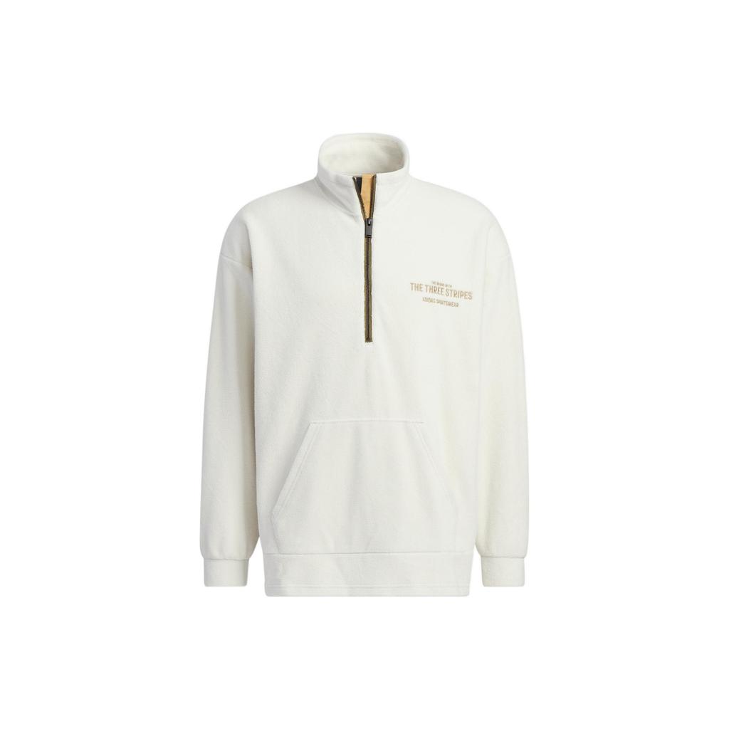 Adidas Half-Zip Long Sleeve Sweatshirt With Brand Logo Print Men Tops Apricot IB2762