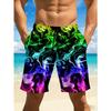 Rasktørkende, pustende boardshorts for menn i et fargerikt trykk med elastisk midje, snøring og lommer, perfekt for stranden