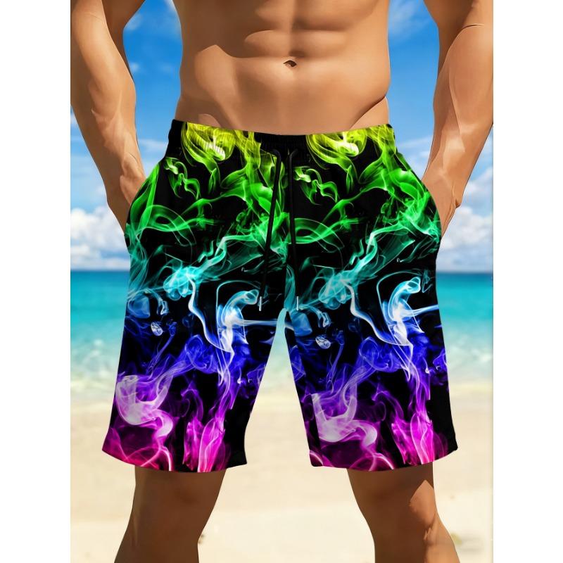 Herren-Boardshorts, schnelltrocknend, atmungsaktiv, mit buntem Print, elastischem Bund, Kordelzug und Taschen, perfekt für den Strand