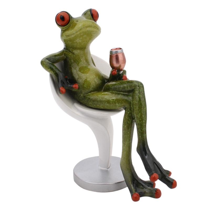 Whimsically Funny Resins Frogs Figurine Cartoon Animal Statue Collectible Ornament for Home Office Desktop Shelf Decors
